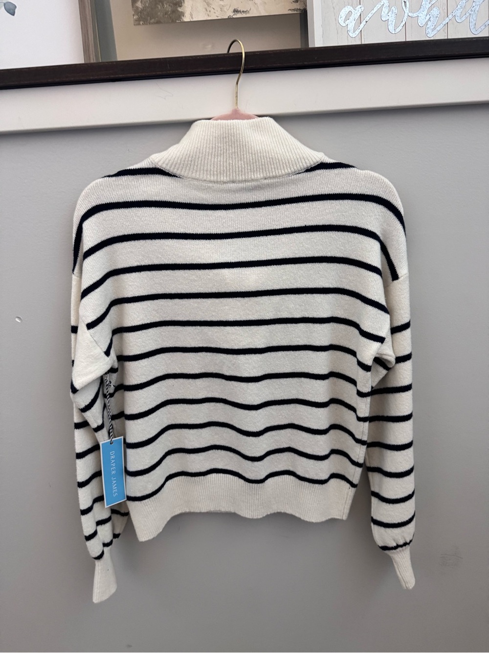 NWT Draper James Quarter-Zip Sweater in Mariner Stripe. Size S - Picture 6 of 9